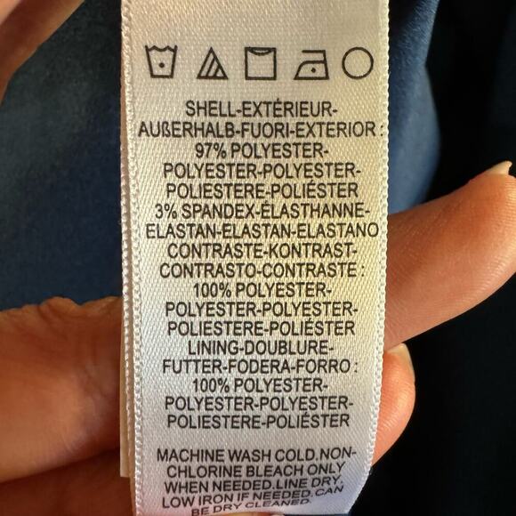 Dress the Population Corey V-Neck Cap Sleeve Lace Hem Dress Blue Size Large - Picture 7 of 11